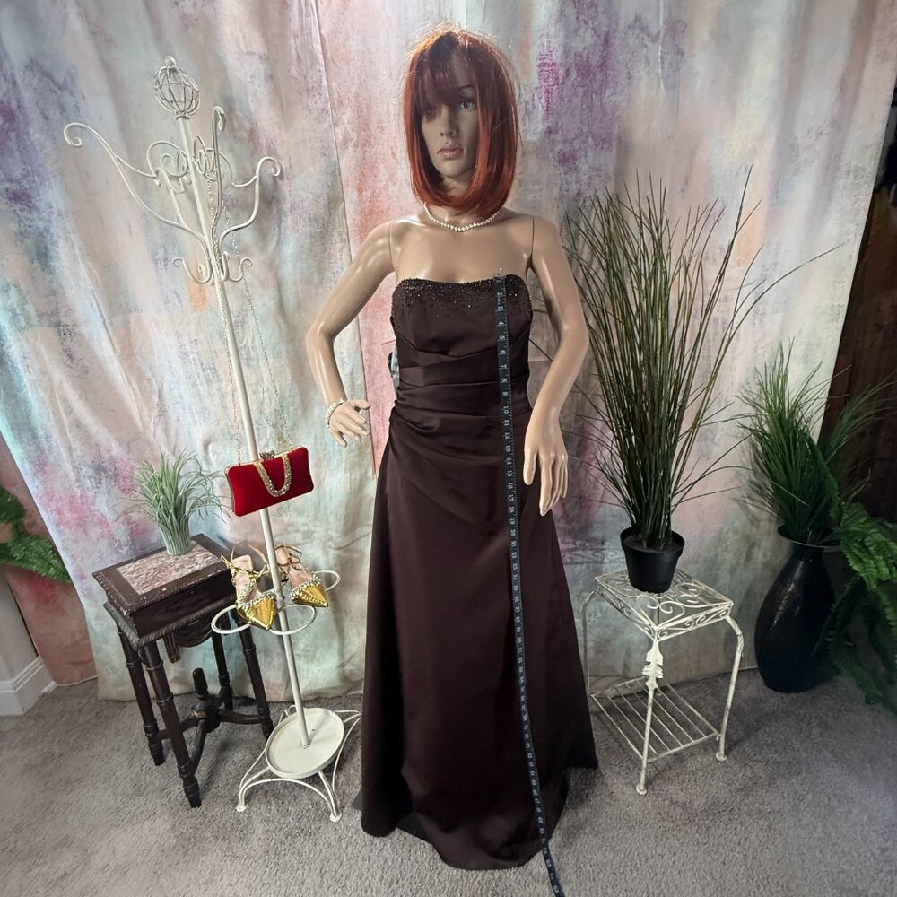 New📌Alfred Angelo Draped Bodice Crystal Beading Bridesmaid - Formal -Prom Dress - Picture 8 of 16